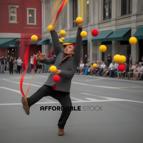 Man juggling balls in the street