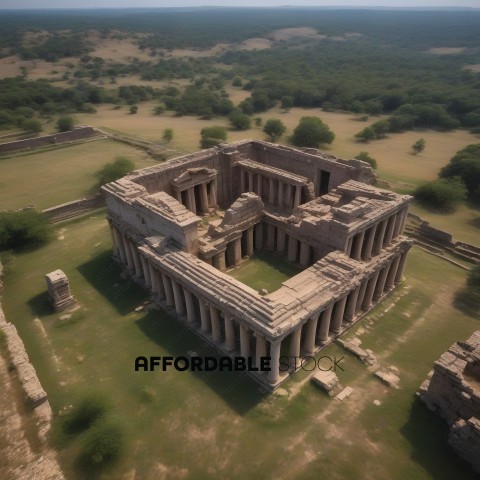 An aerial view of ancient ruins