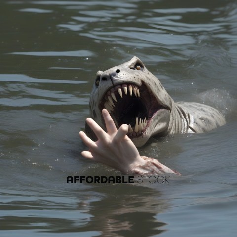 A creature with a mouth open in the water