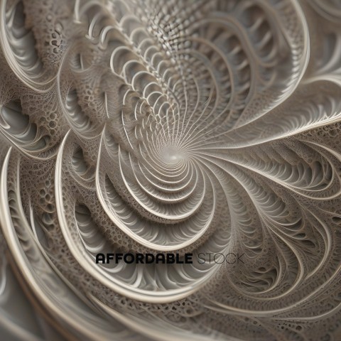 A close up of a carved wooden piece with a spiral design