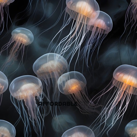 A group of jellyfish in the ocean