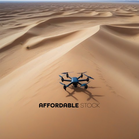 A drone flying over a sand dune