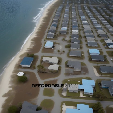 Aerial View of Houses on Beach