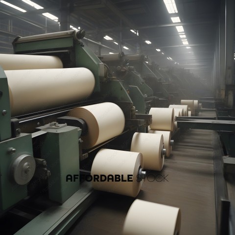 A factory with a machine that makes paper