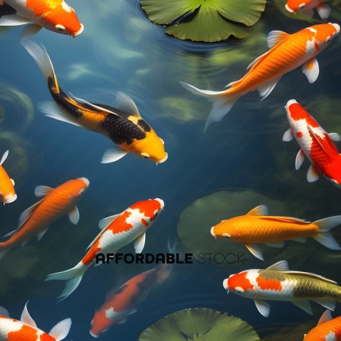 Orange and Black Fish in a Pond