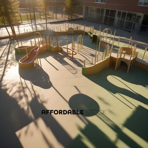 A playground with a lot of shadows