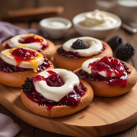 Four Pastries with Jelly and Cream Filling