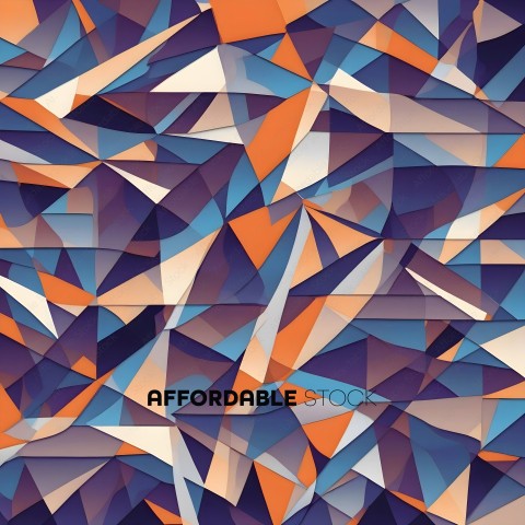 A colorful geometric pattern with orange, blue, and white
