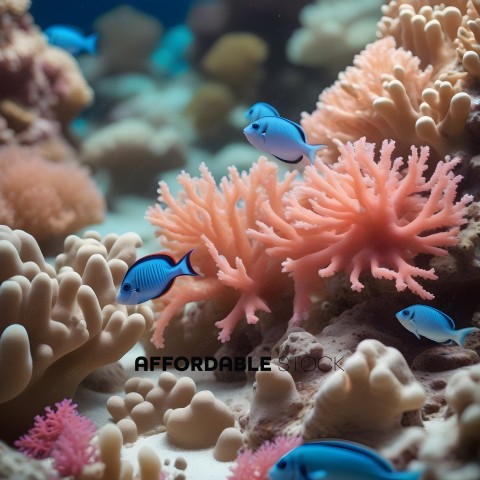 A group of colorful fish swimming in a coral reef
