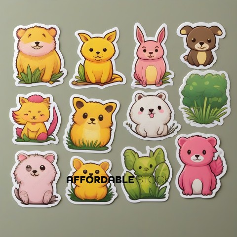 Stickers of animals and plants