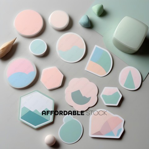 Stickers with various shapes and colors