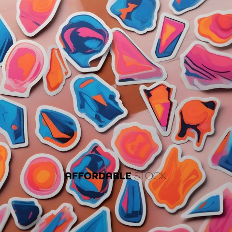 Stickers of various shapes and colors