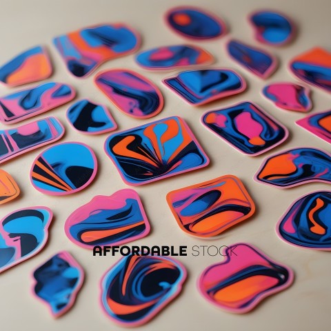 Colorful Stickers with Abstract Designs