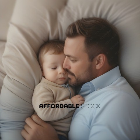 Man and Baby Sleeping Together