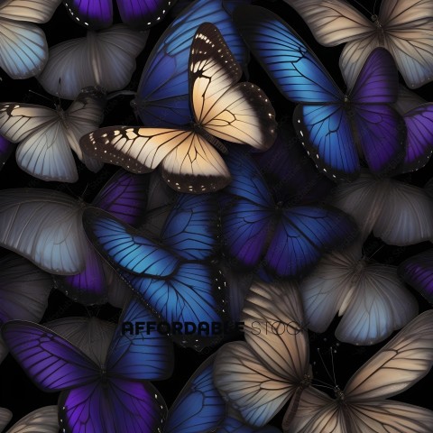 Butterflies in Purple and Blue