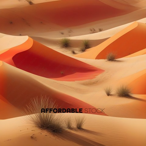 Dry Desert Landscape with Brown Grass and Sand