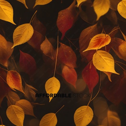 Yellow and red leaves in a blurry background