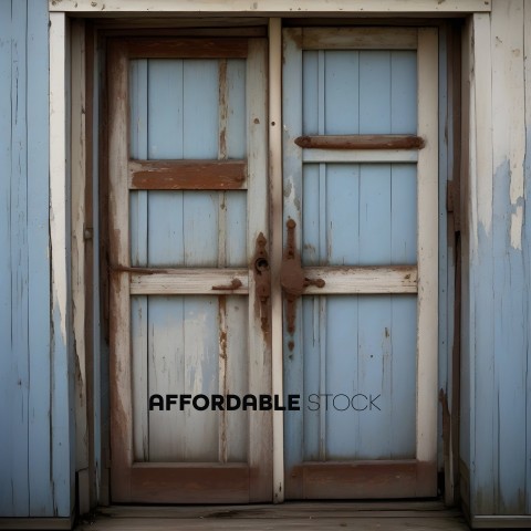 Old wooden doors with blue paint