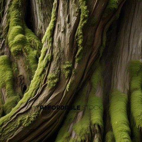 A close up of a tree with moss growing on it