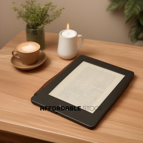 A Kindle Paperwhite on a wooden table