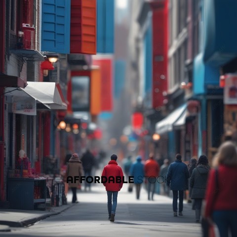 People walking down a busy street in a foreign country