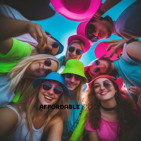 A group of people wearing sunglasses and hats