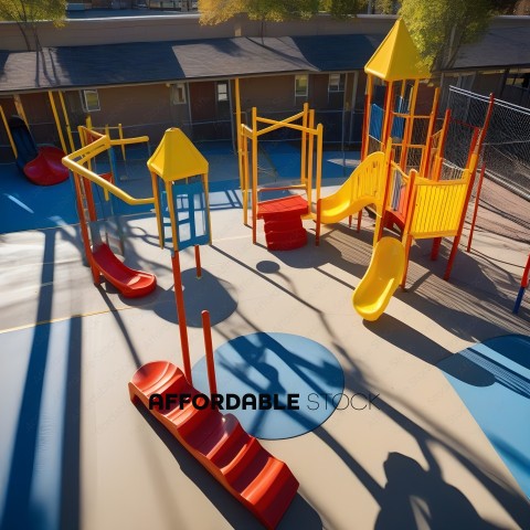 Playground with a lot of different play structures