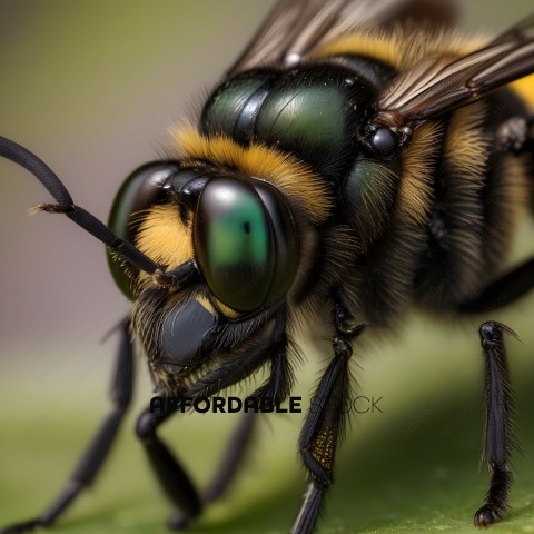 A close up of a bee's face