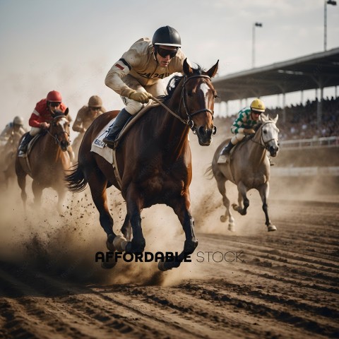Jockey riding a horse in a race