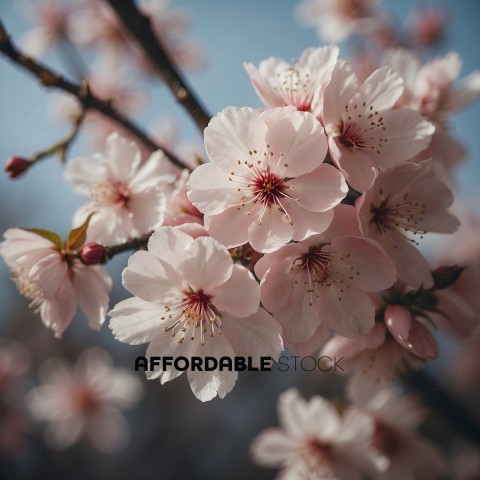 Blossoming Cherry Tree with Pink Petals