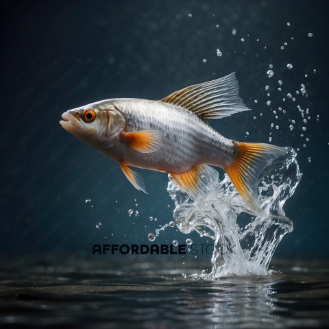 A fish leaps out of the water