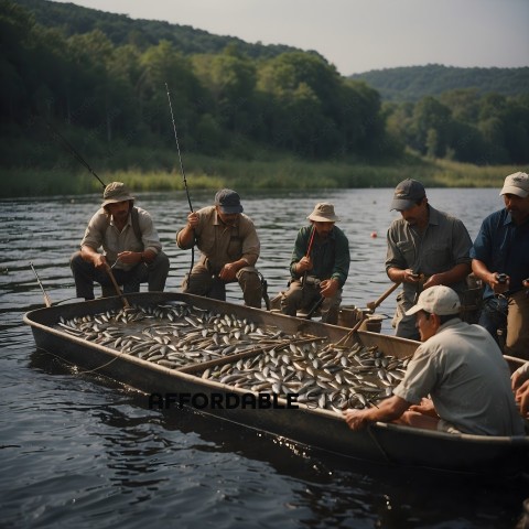 Men Fishing in a Boat