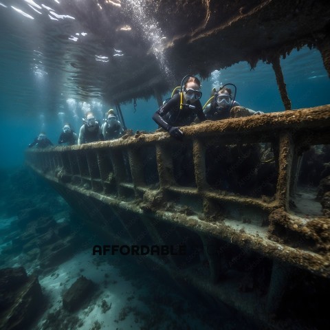 Divers Exploring a Shipwreck
