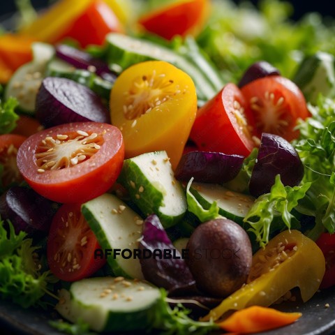 A colorful salad with a variety of vegetables