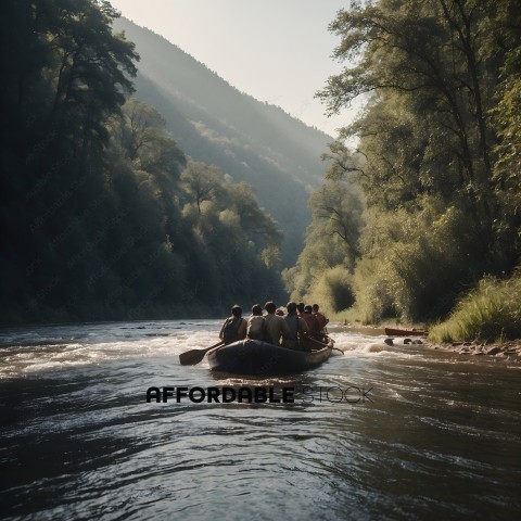 A group of people in a canoe on a river