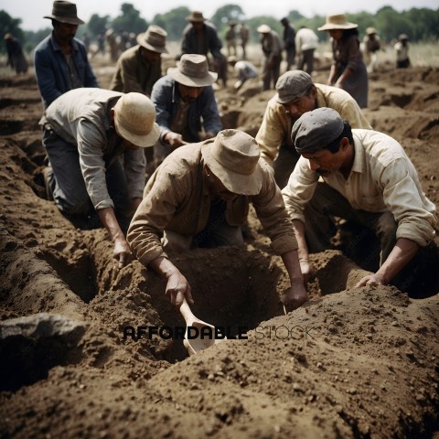 Farmers digging in the dirt