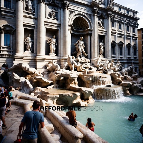 People at the Fountain of Trevi