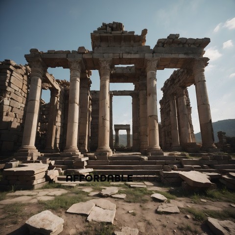 Ancient ruins with columns and arches
