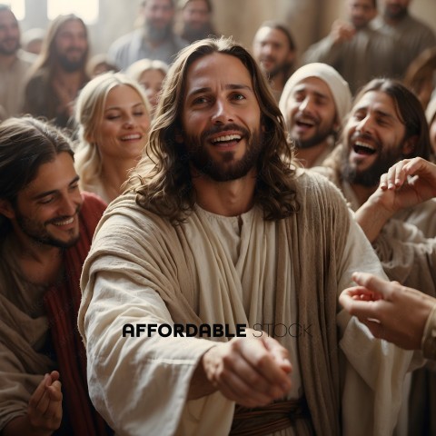 Jesus and his followers celebrate a joyful occasion