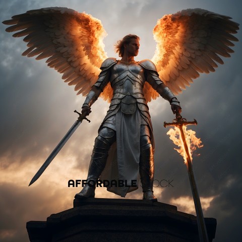 Angelic Warrior with Flaming Swords