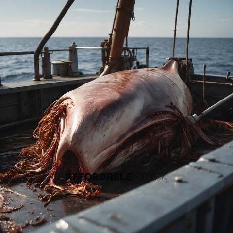 A Dead Whale Lies on a Boat