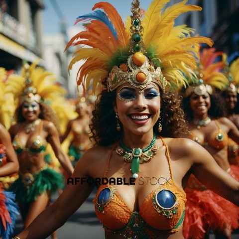 A group of women wearing colorful costumes