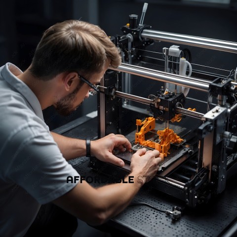 Man working on a 3D printer