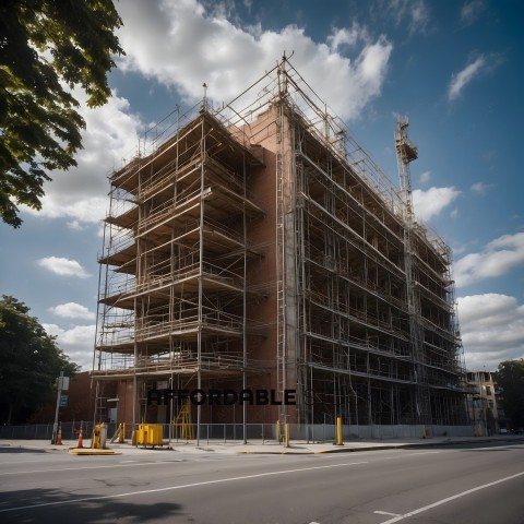 A large building under construction with scaffolding