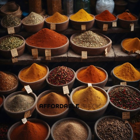 Various Spices in Baskets