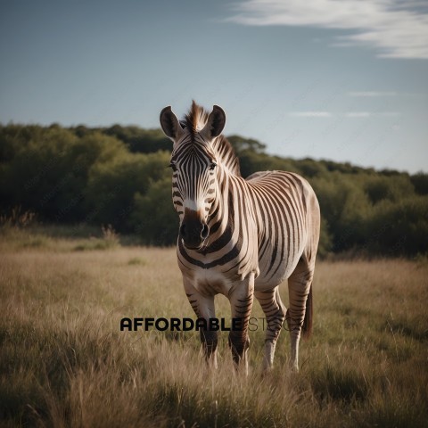 Zebra standing in a field of tall grass