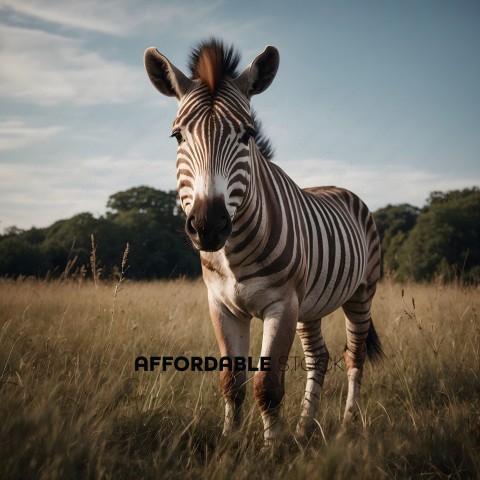 Zebra standing in a field of grass