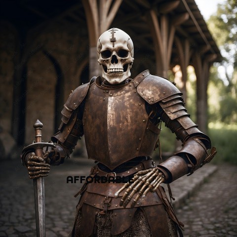 A skeleton wearing a suit of armor