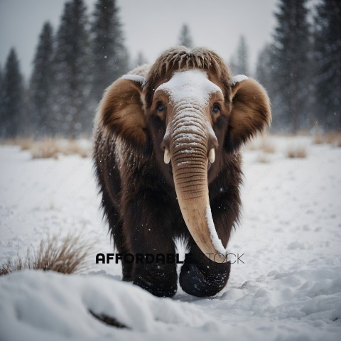 Elephant in the snow