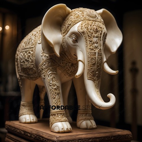 A carved white elephant statue